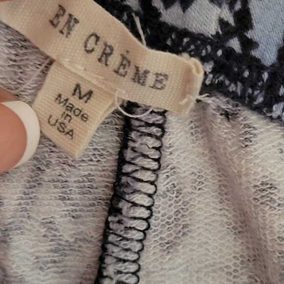 En Creme - Blue Floral Comfy Wide Leg Leggings - Made in USA Size M - Picture 2 of 7